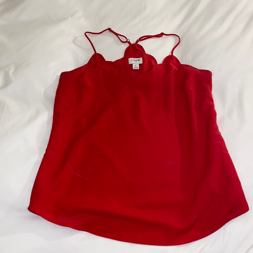 Jcrew red scalloped tank top